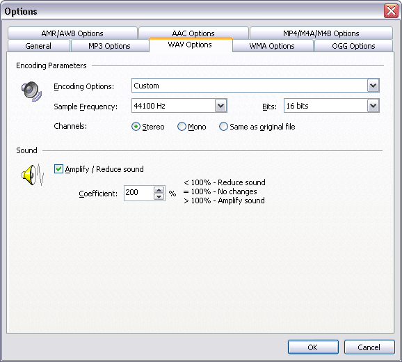 WAV Options